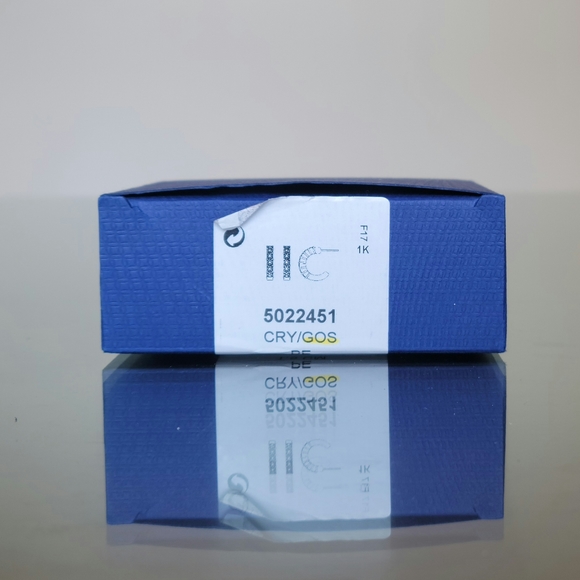 SOLD - Swarovski Gold Tone White Pave Crystal Mini Hoop Earrings 5022451 - Picture 4 of 7